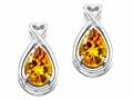 Tommaso Design™ Pear Shape 9x7mm Genuine Citrine and Diamond Earrings