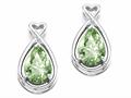 Tommaso Design™ Pear Shape 9x7mm Genuine Green Amethyst and Diamond Earrings