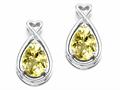 Tommaso Design™ Pear Shape 9x7mm Genuine Lemon Quartz and Diamond Earrings