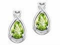 Tommaso Design™ Pear Shape 9x7mm Genuine Peridot and Diamond Earrings