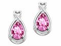 Tommaso Design™ Pear Shape 9x7mm Simulated Pink Topaz And Diamond Earrings