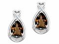Tommaso Design™ Pear Shape 9x7mm Genuine Smoky Quartz and Diamond Earrings