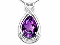 Tommaso Design™ Pear Shape 11x8mm Genuine Amethyst and Diamond Pendant