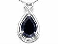 Tommaso Design™ Pear Shape 11x8mm Genuine Black Sapphire and Diamond Pendant