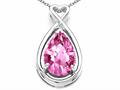Tommaso Design™ Pear Shape 11x8mm Simulated Pink Topaz And Diamond Pendant