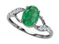 Tommaso Design™ Genuine Oval Emerald and Diamond Ring