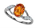 Tommaso Design™ Oval 8x6mm Genuine Orange Sapphire and Diamond Ring