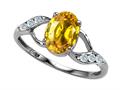 Tommaso Design™ Oval 8x6mm Simulated Yellow Sapphire and Diamond Ring
