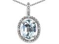 Tommaso Design™ Oval 9x7mm Genuine Aquamarine and Diamond Pendant