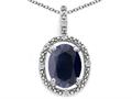 Tommaso Design™ Oval 9x7mm Genuine Black Sapphire and Diamond Pendant