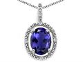Tommaso Design™ Oval 9x7mm Genuine Iolite and Diamond Pendant
