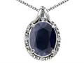 Tommaso Design™ Oval 10x8mm Genuine Black Sapphire and Diamond Pendant