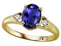 Tommaso Design™ Oval 8x6 mm Genuine Iolite and Diamond Ring