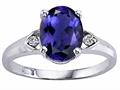 Tommaso Design™ Oval 9x7mm Genuine Iolite and Diamond Ring