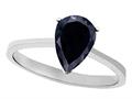 Tommaso Design™ Genuine Black Sapphire Pear Shape 8x6mm Solitaire Engagement Ring