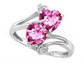 Tommaso Design™ Heart Shape 6mm Simulated Pink Topaz And Diamond Ring