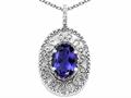Tommaso Design™ Oval 9x7mm Genuine Iolite and Diamond Filigree Pendant