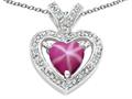 Tommaso Design™ Heart Shape 6 mm Created Star Ruby and Diamond Pendant