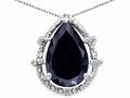 Tommaso Design™ Pear Shape 11x8mm Genuine Black Sapphire and Diamond Pendant