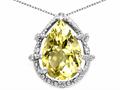 Tommaso Design™ Pear Shape 11x8mm Genuine Lemon Quartz and Diamond Pendant