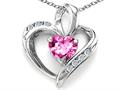 Tommaso Design™ Heart Shape 6mm Simulated Pink Topaz And Diamond Pendant