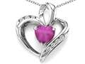 Tommaso Design™ Heart Shape 6mm Created Star Ruby and Diamond Pendant