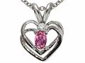 Tommaso Design™ Genuine Pink Tourmaline and Diamond Heart Pendant