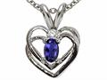 Tommaso Design™ Genuine Iolite and Diamond Heart Pendant