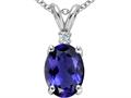 Tommaso Design™ Oval 8x6mm Genuine Iolite and Diamond Pendant