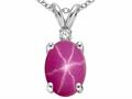 Tommaso Design™ Oval 8x6mm Created Star Ruby and Genuine Diamond Pendant