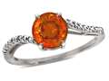 Tommaso Design™ 7mm Round Simulated Orange Mexican Fire Opal and Diamonds Bypass Ring