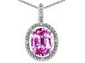 Tommaso Design™ Oval 9x7mm Simulated Pink Tourmaline And Diamond Pendant