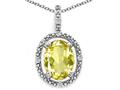 Tommaso Design™ Oval 9x7mm Genuine Lemon Quartz and Diamond Pendant