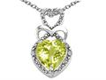 Tommaso Design™ Heart Shape 8mm Genuine Lemon Quartz and Diamond Pendant
