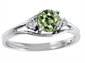 Tommaso Design™ Genuine Green Sapphire and Diamond Ring