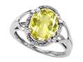Tommaso Design™ Oval 10x8mm Genuine Lemon Quartz and Diamond Ring