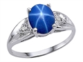 Tommaso Design™ Lab Created Star Sapphire and Genuine Diamond Ring