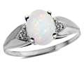 Tommaso Design™ Genuine 9x7 Oval Opal and Diamond Ring