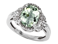 Tommaso Design™ Oval 10x8mm Genuine Green Amethyst and Diamond Ring