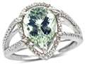 Tommaso Design™ Pear Shape 11x8mm Genuine Green Amethyst and Diamond Ring