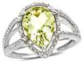 Tommaso Design™ Pear Shape 11x8mm Genuine Lemon Quartz and Diamond Ring