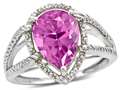 Tommaso Design™ Pear Shape 11x8mm Simulated Pink Tourmaline And Diamond Ring