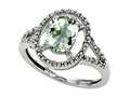 Tommaso Design™ Genuine Green Amethyst and Diamond Ring