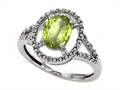 Genuine Oval Peridot and Diamond Ring