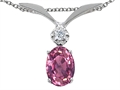 Tommaso Design™ Oval 7x5mm Genuine Pink Tourmaline and Diamond Pendant
