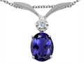 Tommaso Design™ Oval 7x5mm Genuine Iolite and Diamond Pendant