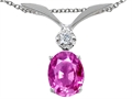 Tommaso Design™ Oval 7x5mm Simulated Pink Topaz And Genuine Diamond Pendant