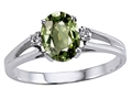 Tommaso Design™ Genuine Green Sapphire and Diamond Ring