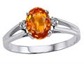 Tommaso Design™ Genuine Orange Sapphire and Diamond Ring