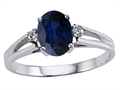Tommaso Design™ Genuine Oval Sapphire and Diamond Ring